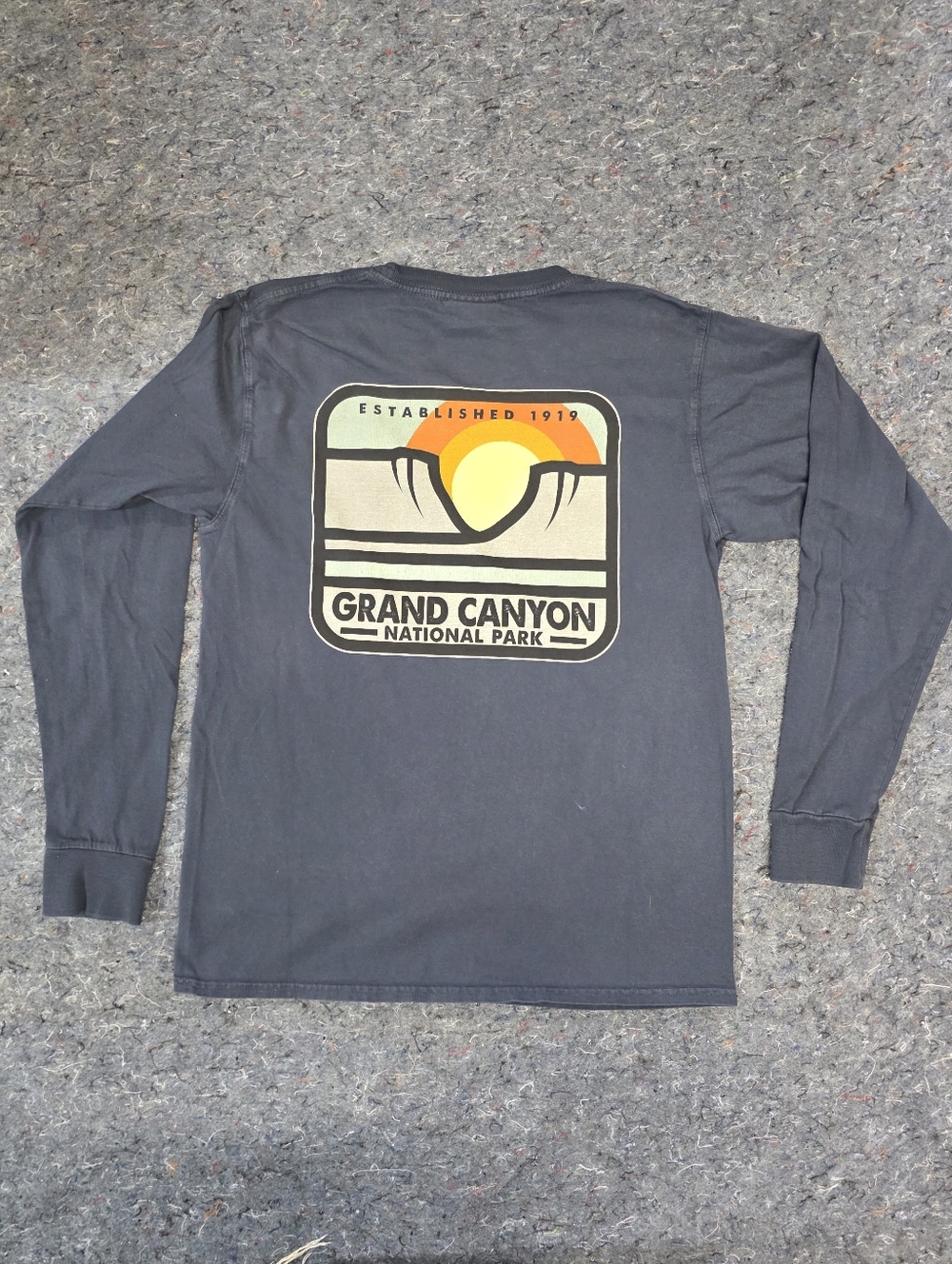 Techstyles Grand Canyon Park Graphic Long Sleeve Tee - Charcoal Blue Women Small